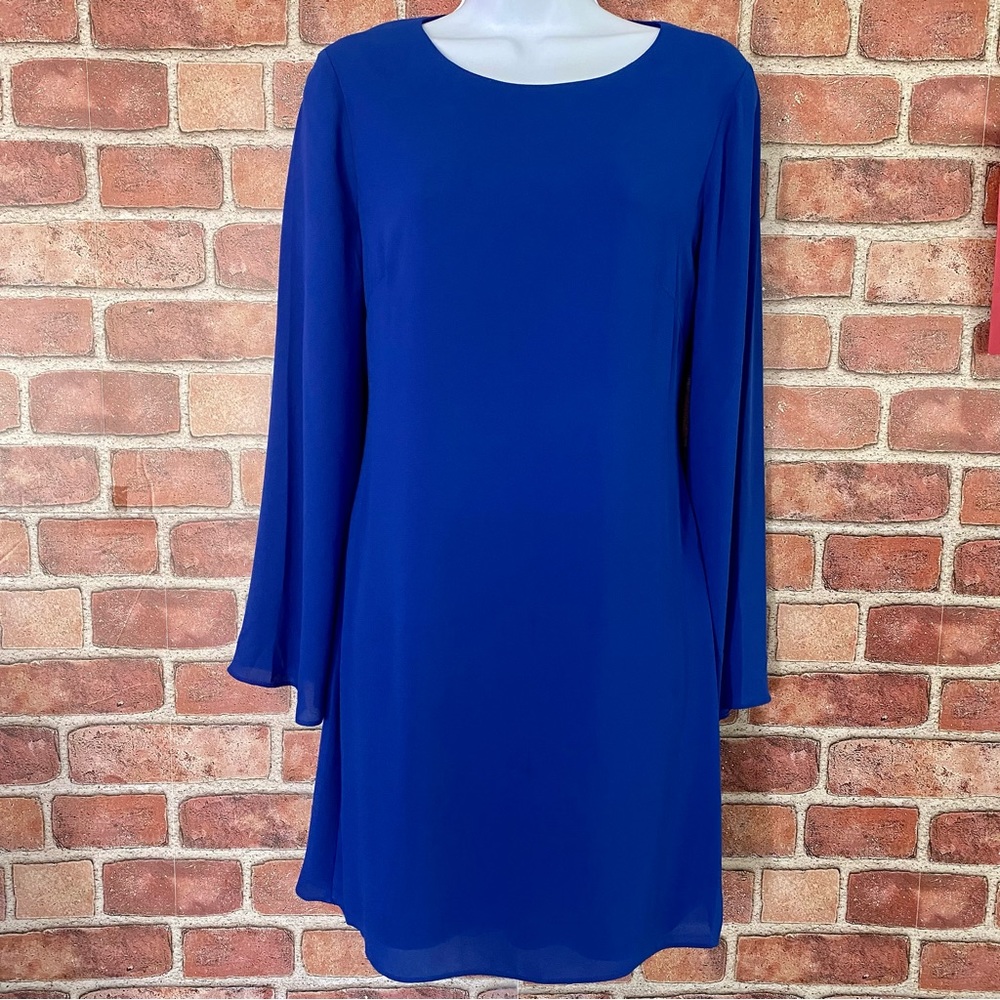 Express Royal Blue Open Back Bell Sleeve Dress